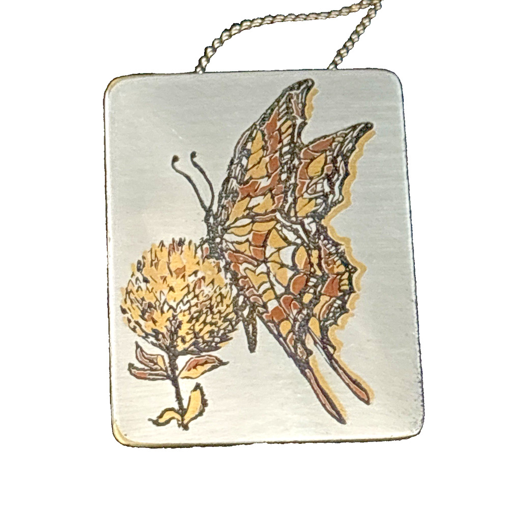 Damascene Reed & Barton Pendant & Brooch Swallowtail Butterfly 1 1/2" x 1 1/4"